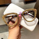 Golden Sparkle, Sunglasses Women Oversized, Fashion Eyeglasses