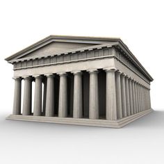 an old building with columns and pillars on the front, against a white background that appears to be 3d printed