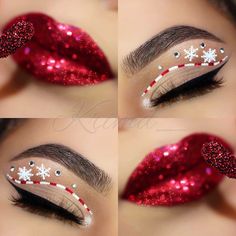 Christmas Lips, Kristen Davis, Christmas Makeup Simple, Eye Makeup Designs