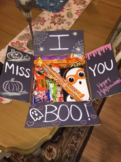 i miss you gift box with candy and candies for someone's halloween party