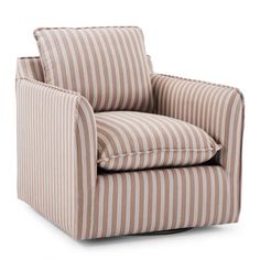 a brown and white striped chair on a white background