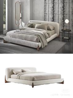 two pictures show the same bed in different positions