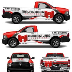 the truck wrap design is designed to look like it has been painted red and white