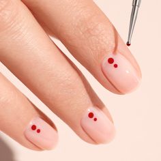 Our dotting tool has been given a makeover ✨ Find it in a pretty pack to give (or get😉) as a gift. Our dotting tool is a nail art tool designed to help beginners create dots, hearts, flowers and more! You can use its 2 different-sized tips to create a myriad of precision designs. Simple Dotting Tool Nail Art, Home Nail Art, Point Nails Design, Dotted Nails Designs, Super Easy Nail Art, Nail Designs With Dotting Tool, Nail Hearts, Nail Art Dots Design, Nails Dots Designs