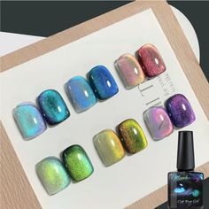 Colorful Crystal Cat's Eye Flickering Dark Female Celestial Nail Polish, 8ml Features: Your ultimate cat's eye nail polish: including 7.5ml super bright nail polish. The ultimate black color makes you more charming and radiant. Different styles: no longer traditional nails! This nail polish containing cat's eye glitter glue can be mixed with polishing gel of other colors. You can apply it to different colored floors and design your own nails to showcase your style. It is suitable for different. Female Celestial, Traditional Nails, Iridescent Nail Polish, Bright Nail Polish, Mail Designs, Eye Glitter, Cat Eye Nails Polish, Painted Wallpaper, Gel Acrylic Nails