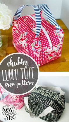 the lunch tote bag is made from fabric