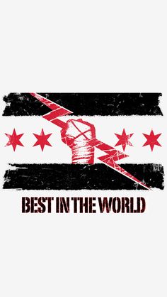 the best in the world logo on a white background with red and black stars around it