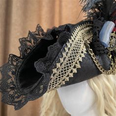 Retro Women Pirate Tricorne Hat Pirates of the Caribbean Costume Prop Cosplay | eBay Pirate Hat Fancy, Black Pirate Hat, Pirate Hat Diy, Pirate Vibes, Women Pirate, Pirates Hat, Costume Concepts, Pirate Stuff, Tricorn Hat