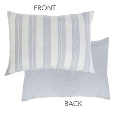 two blue and white striped pillows with the same size