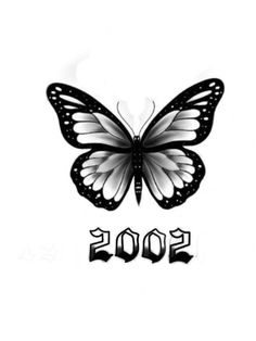 a black and white butterfly with the word boos on it's back side