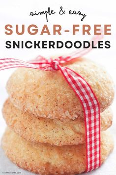 three sugar - free snickkerdoodle cookies stacked on top of each other