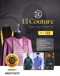 an advertisement for the african clothing store el couture, which sells african men's clothes