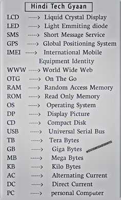 a sign with the names and symbols for different types of electronic devices, including an image of