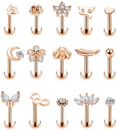 PRICES MAY VARY. TRAGUS CARTILAGE LIP LABRET STUDS SET--One Order Include 15Pcs Tragus Cartilage and Labret Earring Studs in Different Styles, Snake, Leaf, Flower, Bee, Heart, CZ, ect. Multiple Choices to Meet Your Various Needs and Match with Different Clothing. MUTIPLE USING--This Set Can be Used as Tragus Earrings, Cartilage Earring Stud, Conch Forward Helix Piercing Jewelry, Lip Rings, Labret Jewelry, Monroe Medusa Piercing Jewelry. Elegant and Fashion Design, Suit for Women and Girls for Da Forward Helix Piercing Jewelry, Monroe Piercing Jewelry, Medusa Piercing Jewelry, Bee Heart, Monroe Piercing, Lip Rings, Monroe Piercings, Labret Jewelry, Earrings Cartilage