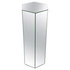 a tall mirror standing on top of a white floor