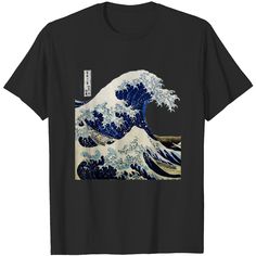 Kanagawa Japanese The Great Wave T Shirt Great T-shirts, Casual Cheap Shirt With Graphic Print, Cheap Casual Shirt With Graphic Print, Cheap Casual Anime Print T-shirt, Cheap Anime Print T-shirt With Relaxed Fit, Cheap Anime Print Graphic Tee Tops, Cheap Casual Anime Print Tops, Affordable Blue Anime Print T-shirt, Printer T Shirts