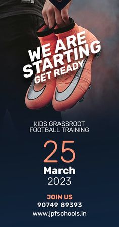 a flyer for a football training event with the words we are starting get ready on it