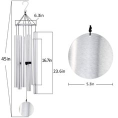 an image of a wind chime with measurements