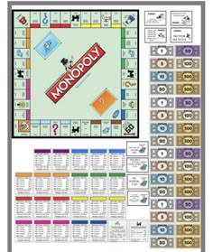 monopoly board game with numbers and symbols