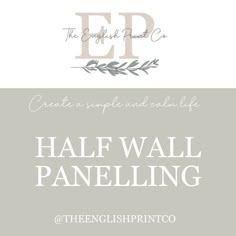 the english print company logo and business card for half wall paneling, with an image of