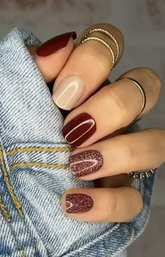 30+ Fall Nail Art Ideas and Smokin' Autumn Colors 2024 - HubPages 3 Color Manicure, Dip Nails Elegant, Nail Ideas Thanksgiving Colors, 2023 Thanksgiving Nails, Thanksgiving Nail Colors 2023, Fall Dip Nail Inspiration, Thanksgiving Nail Dip Ideas, Red Nail Designs Fall Art Ideas, 2 Color Manicure Ideas