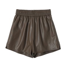 F00225012-104 Short Cuir, Faux Leather Shorts, Elastic Shorts, Loose Fabric, Early Autumn, Leather Pattern, Leather Shorts, Romper Dress, Casual Fit