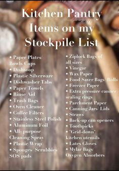 the kitchen pantry items on my stockpile list are organized and ready to be used