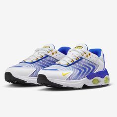 Nike Air Max Tw Color: White/Racer Blue/Black/Speed Yellow Size: 5y Brand New In Box! Nike Air Max Tw, Nike Air Jordan 6, Shoes Nike Air, Cleats Shoes, Kids Running Shoes, Nike Waffle, White Running Shoes, Huarache Run, Nike Classic