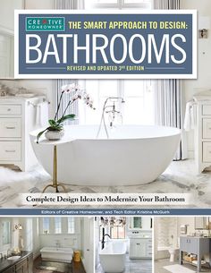 the front cover of bathroom magazine with pictures of bathtubs and sinks in it