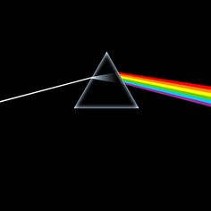 the dark side of the moon is shown with a rainbow light coming out of it