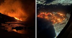 the fire is seen from space in this composite image, and it appears to be very intense