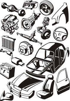 an image of car parts royalty illustration