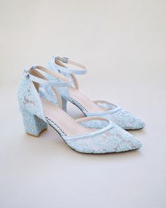 light blue lace wedding block heels Light Blue Wedding Shoes, Baby Heels, Shoes For Brides, Lace Wedding Shoes, Bride Vibes, Pearl Heels, Blue Block Heels, Blue Bridal Shoes, Wedding Shoes Sandals