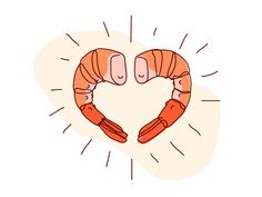 two shrimps in the shape of a heart