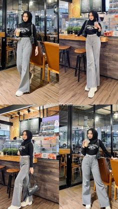 Outfit Bali, Ootd Non Hijab, Ootd Korean, Outfit Hijab Casual, Ootd Poses, Girl Ootd, Wallpaper Hp, Pear Body Shape, Model Pose