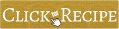 a sign that says click to recipe with a hand pointing at the word on it