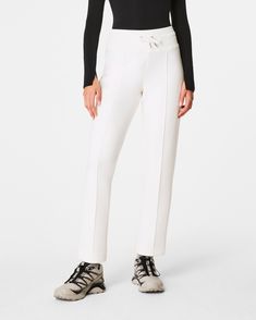 This tapered pant brings a refined, structured take to your loungewear. Made from the same super-soft spacer fabric as the SPANX® AirEssentials originals, our SPANX® AirEssentials Luxe styles are designed with a little bit more. Crafted with slightly more weight to them, these pants feature elevated design details like ribbed trim at the waist, pintuck detailing down the front, and are available in a range of lighter hues. With a sleek, tapered fit designed to hit at the ankle, these pants are a Tapered Sweatpants, White Joggers, Stretchy Pants, Next Fashion, Tapered Pants, Fashion Items, Design Details, Shopping List, Pant Jumpsuit