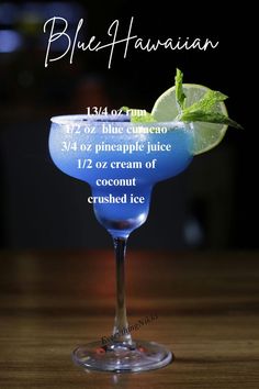 Blue Hawaiian Drink Recipe, Blue Hawaiian Drink, Blue Hawaiian Cocktail, Alcoholic Milkshake, Gummy Sharks, Drink Recipes Alcoholic, Hawaiian Drinks, Fruity Alcohol Drinks, Party Food Bars