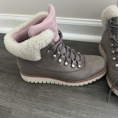 Only Worn A Few Times. Shoes Are Waterproof And Perfect For Hiking Or Snow. Size 8. Pink Weatherproof Boots For Outdoor, Pink Leather Low-top Boots, Pink Weatherproof Outdoor Boots, Pink Low-top Leather Boots, Pink Round Toe Waterproof Boots For Outdoor, Pink Waterproof Boots With Round Toe For Outdoor, Pink Waterproof Winter Boots With Round Toe, Pink Waterproof Sneakers With Round Toe, Pink Weatherproof Boots For Outdoor Activities