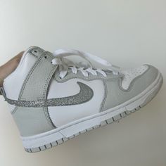 Worn Once! Excellent Condition! Glitter Nike Shoes, Glitter Nike, Glitter Nikes, Athletic Shoes Nike, Dunks Nike, Nike Dunk High, Dunk High, Nike Dunk, Nike Dunks