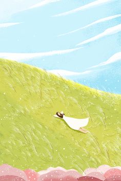 an illustration of a woman laying in the grass