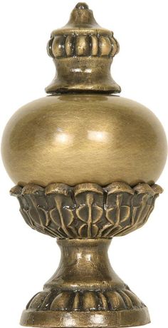 a golden vase with a crown on it's top is shown in front of a white background