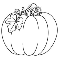 a black and white drawing of a pumpkin with an acorn on the top,