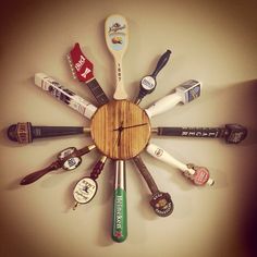 a clock made out of different types of items