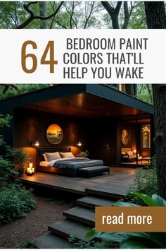 a bed room with stairs leading up to it and the words 64 bedroom paint colors that'll help you wake