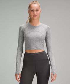 Swiftly Tech Cropped Long-Sleeve Shirt 2.0 | Women's Long Sleeve Shirts | lululemon Lululemon Cropped Long Sleeve, Lululemon Swiftly Tech Long Sleeve Outfit, Cropped Swiftly Tech, Lululemon Shirts & Tops, Lululemon Shirts, Lululemon Swiftly Tech Long Sleeve, Lululemon Shirt, Lululemon Long Sleeve, Flat Seam