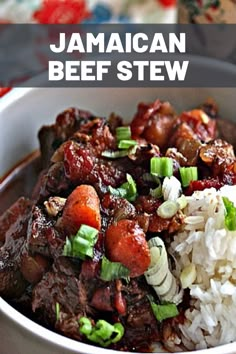 a bowl filled with beef and rice on top of a table