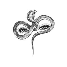 a drawing of a snake with long eyelashes on it's head and an eyeball