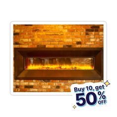 a brick wall with a fire place on it and the words buy 10 get 50 % off