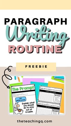 the writing routine for kids with text overlaying it